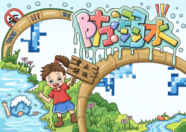 暑期防溺水手抄报简单又漂亮：防溺水安全教育小报模板图片，平安三率主题设计