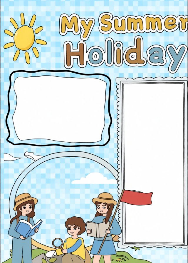 六年级英语简单又漂亮手抄报My Summer Holiday暑假英语小报模板