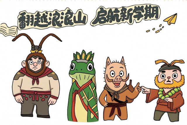 翻越浪浪山启航新学期小报模板，简单又漂亮开学手抄报，开学季必备