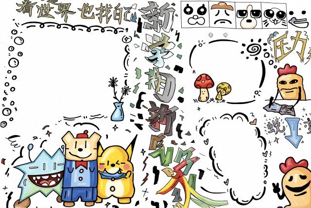 新学期新气象手抄报模板简单又漂亮，欢迎新起点创意小报设计
